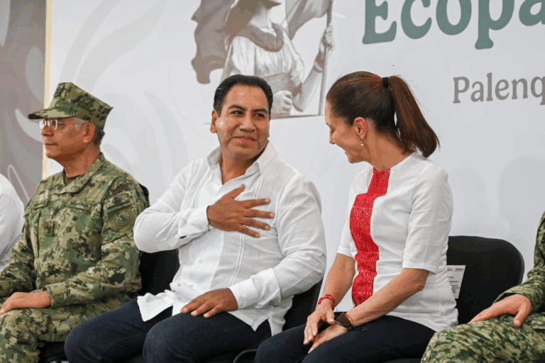 Eduardo Ramírez acompaña a Claudia Sheinbaum en la inauguración del Ecoparque La Ceiba en Palenque