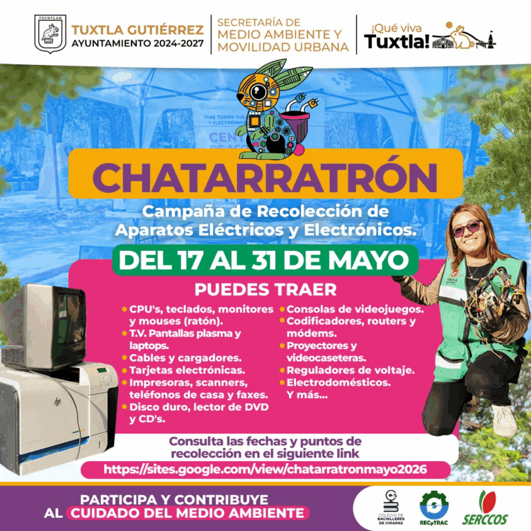 Tuxtla impulsa reciclaje con “Chatarratrón”, campaña de recolección electrónica