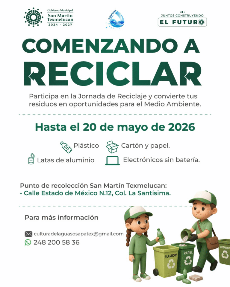 Texmelucan y SOSAPATEX impulsan campaña de reciclaje 2026 para fomentar cultura ambiental