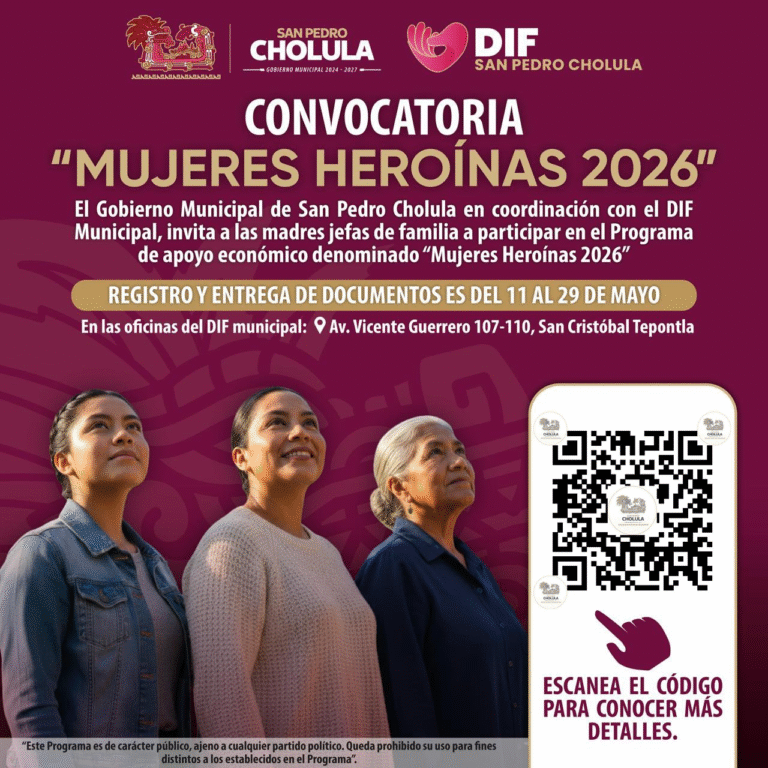 Gobierno de San Pedro Cholula fortalece apoyo a madres jefas de familia con programa “Mujeres Heroínas 2026”