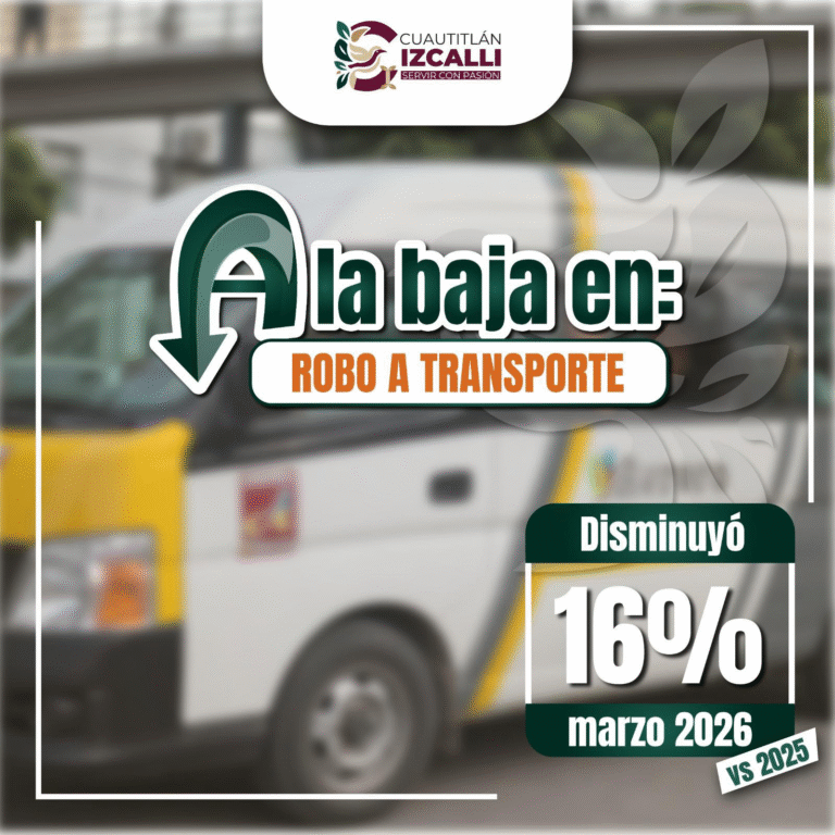 Cuautitlán Izcalli reporta reducción de 16 % en robo al transporte público