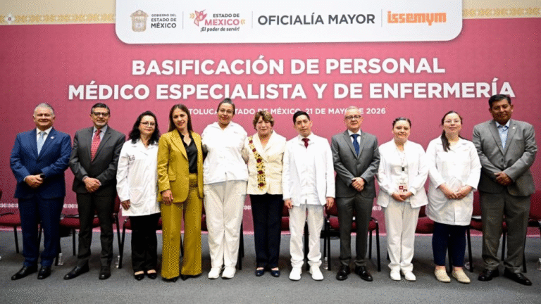 Delfina Gómez entrega 201 basificaciones y promociones a personal médico y de enfermería del ISSEMYM