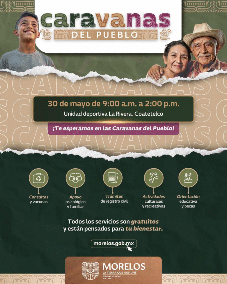 Caravanas del Pueblo llegarán a Coatetelco con servicios gratuitos y atención comunitaria