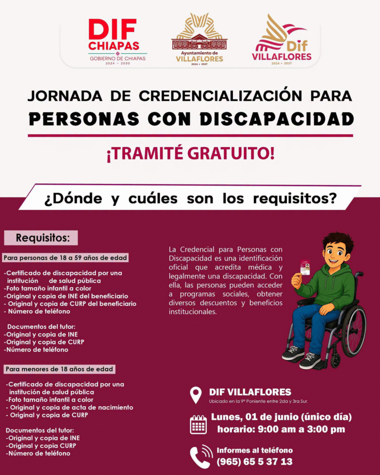 DIF Villaflores realizará jornada de credencialización para personas con discapacidad