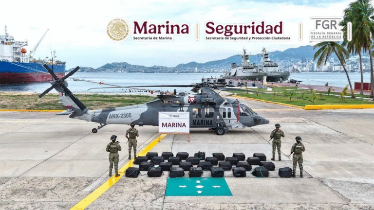 Marina asegura más de 1.3 toneladas de presunta cocaína frente a las costas de Guerrero