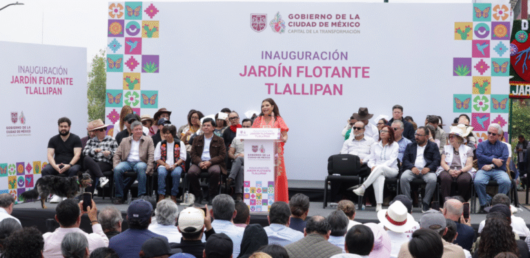 Clara Brugada inaugura el Jardín Flotante Tlallipan, la primera Utopía elevada de la Ciudad de México
