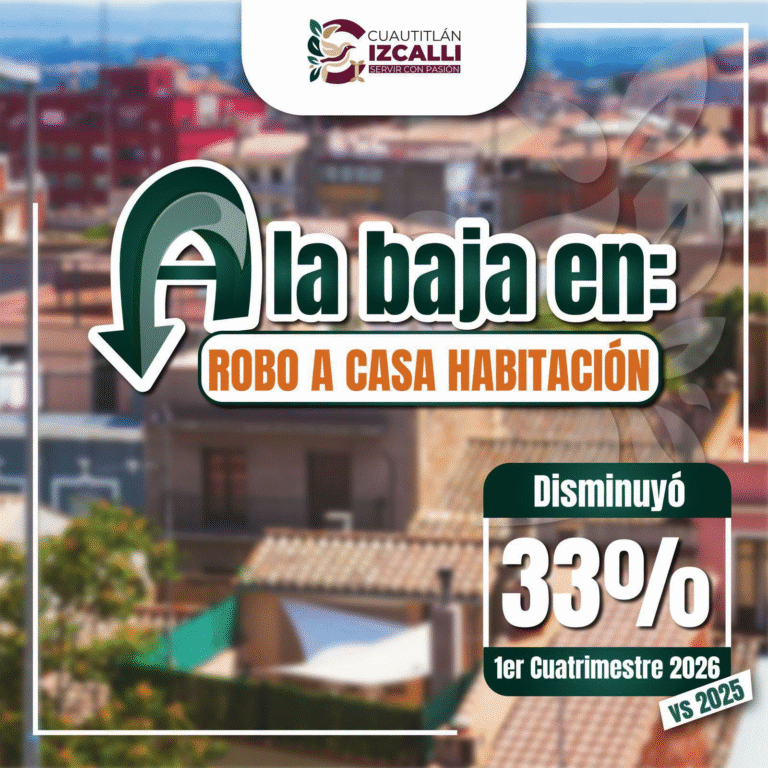 Cuautitlán Izcalli logra reducción del 33% en robo a casa-habitación durante 2026