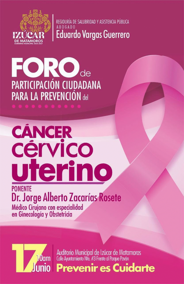 Invitan en Izúcar de Matamoros a foro ciudadano para prevenir el cáncer cérvico uterino