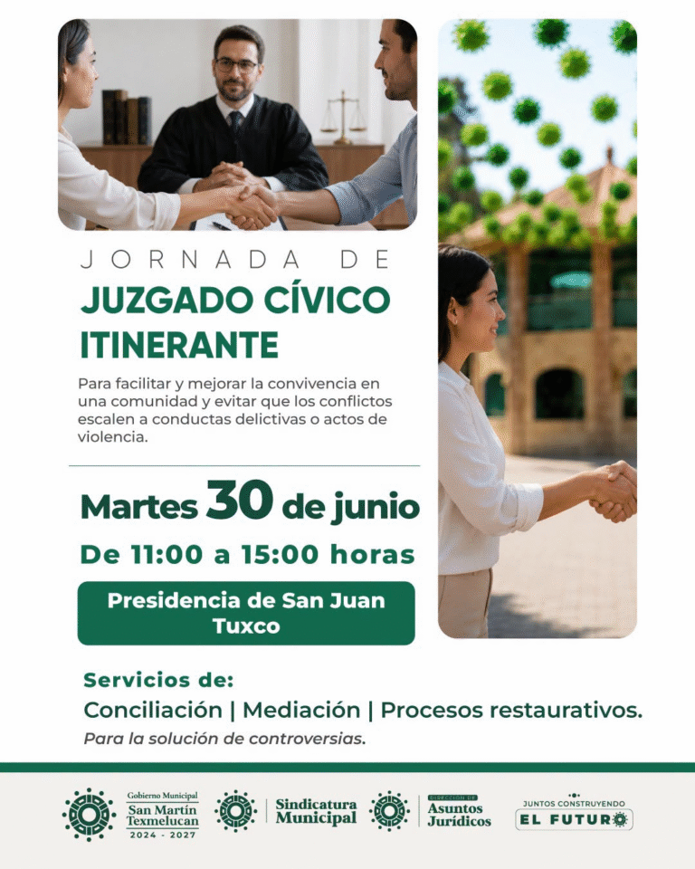 Llevarán servicios de Justicia Cívica a San Juan Tuxco con jornada itinerante