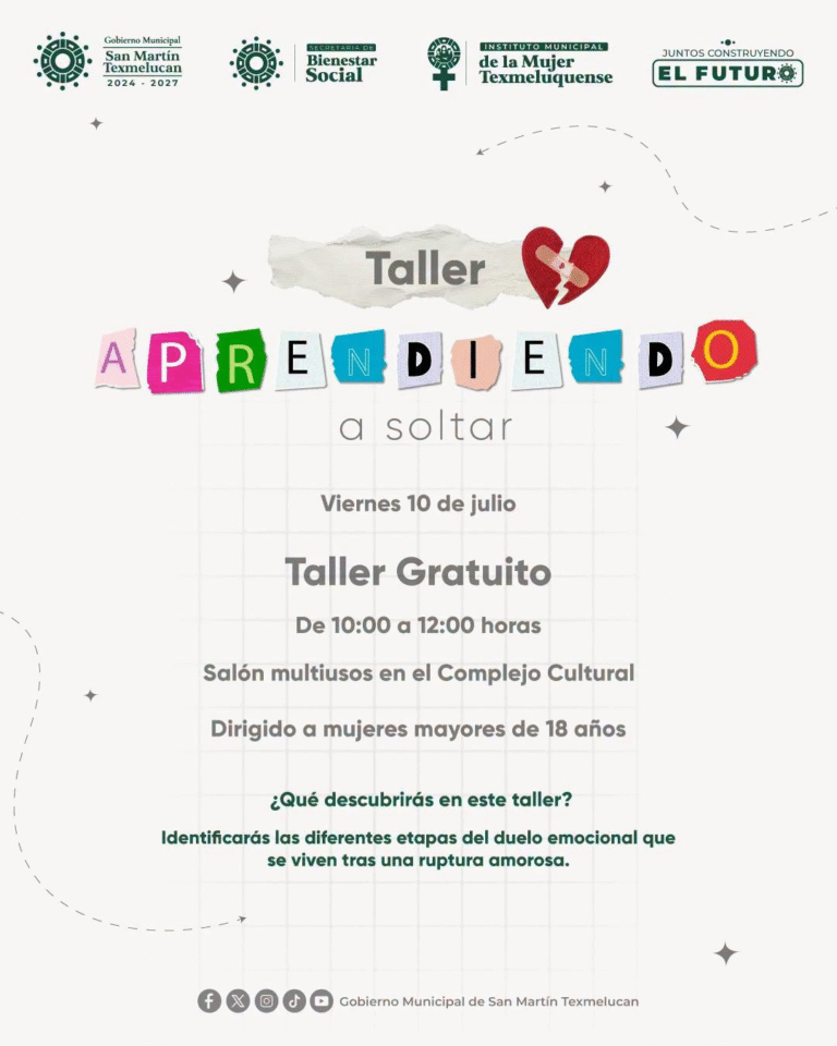 San Martín Texmelucan invita a mujeres al taller gratuito “Aprendiendo a Soltar”