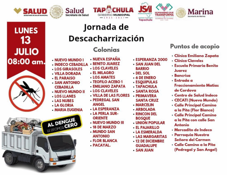 Tapachula refuerza acciones contra criaderos de mosquitos con operativo de descacharrización