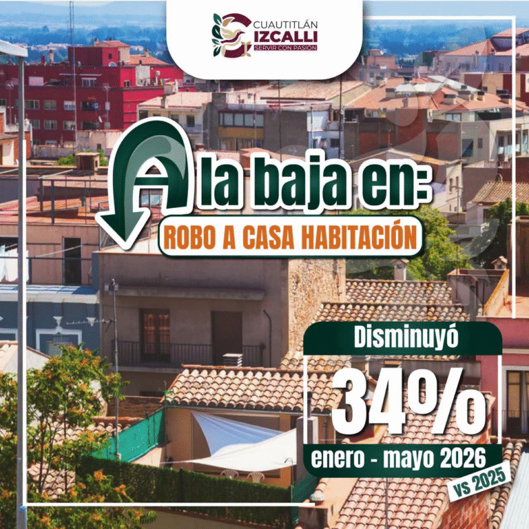 Cuautitlán Izcalli reduce 34 % el robo a casa habitación durante los primeros cinco meses de 2026