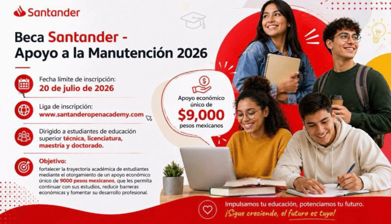 UNACH difunde convocatoria para la Beca Santander Apoyo a la Manutención 2026