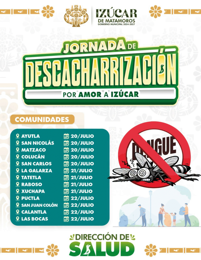 Izúcar de Matamoros fortalece prevención del dengue con Jornada de Descacharrización