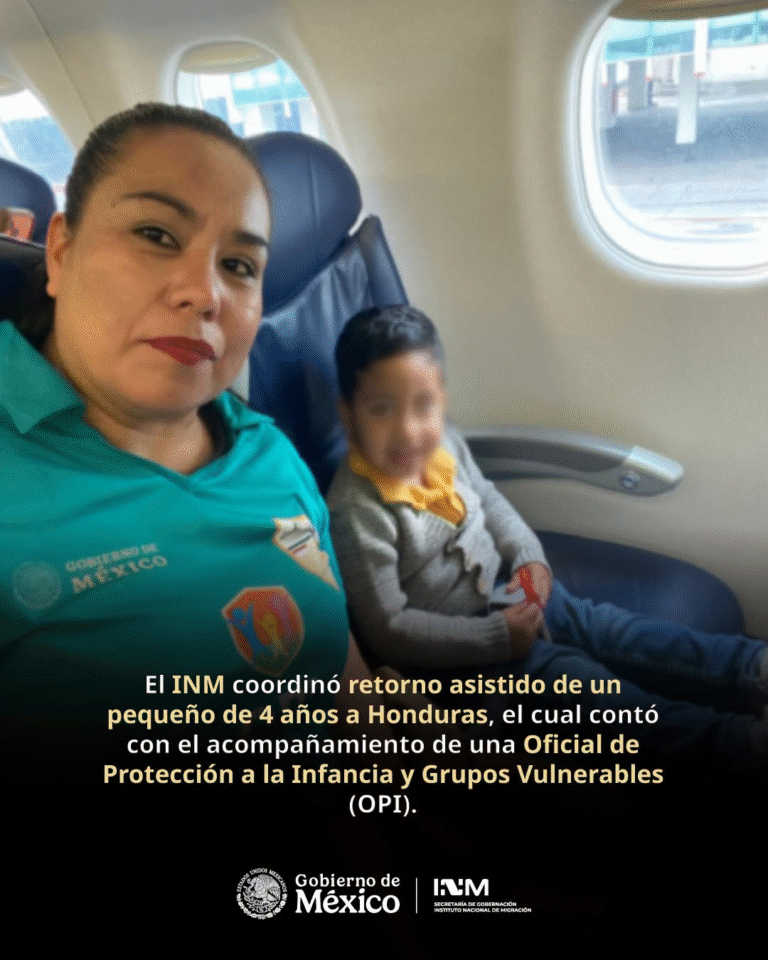 INM realiza retorno asistido de niño de cuatro años a Honduras bajo protección de sus derechos