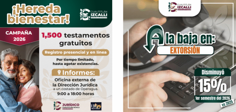 Cuautitlán Izcalli reduce 15% los casos de extorsión durante el primer semestre de 2026