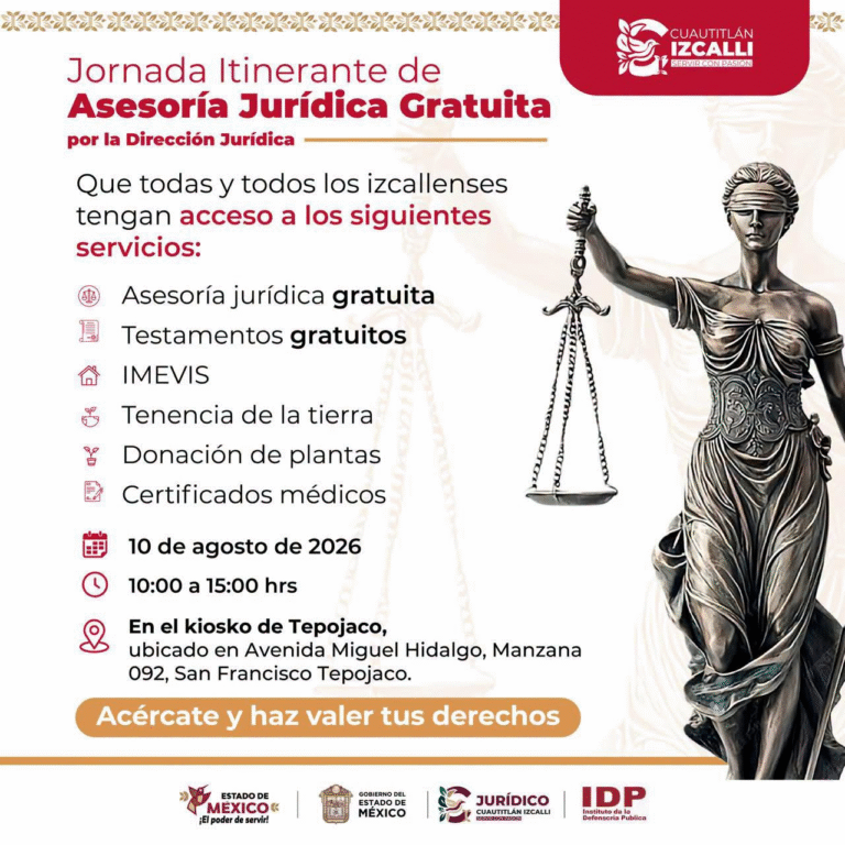 Gobierno de Cuautitlán Izcalli llevará Jornada Itinerante de Asesoría Jurídica Gratuita a Tepojaco