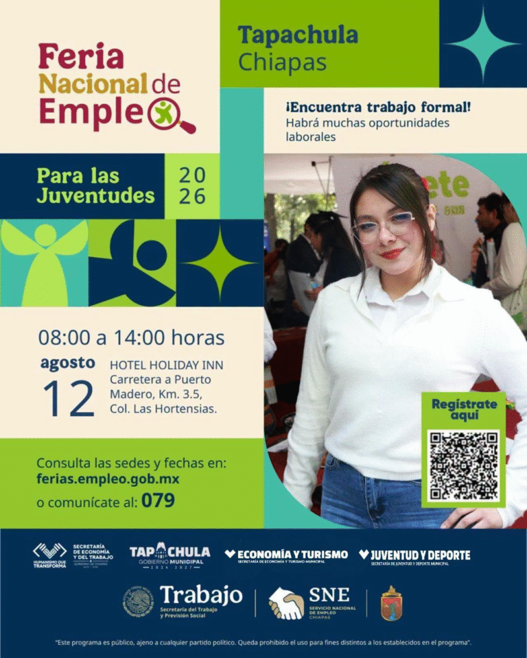 Tapachula abre oportunidades laborales para jóvenes con Feria Nacional de Empleo 2026